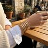 7 Pcs/Set Stackable Gold Color Bracelets Versatile Heart Prints Bracelets  Women
