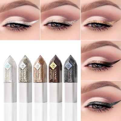 5 Farben/Packung Neues glitzerndes flüssiges Eyeliner-Set, diamantglänzender wasserfester, langlebiger bunter Lidschatten, metallischer flüssiger Eyeliner-Stift