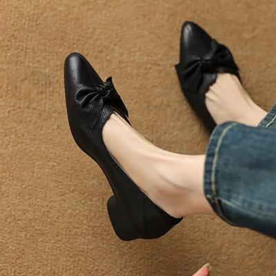 Mit Schleifenschuhen für Damen Blockabsatz Klobige Absätze Damen Pumps Niedrige Elegante Mokassins Spitzschuh Schnelle Lieferung 39 Rabatt Kleid