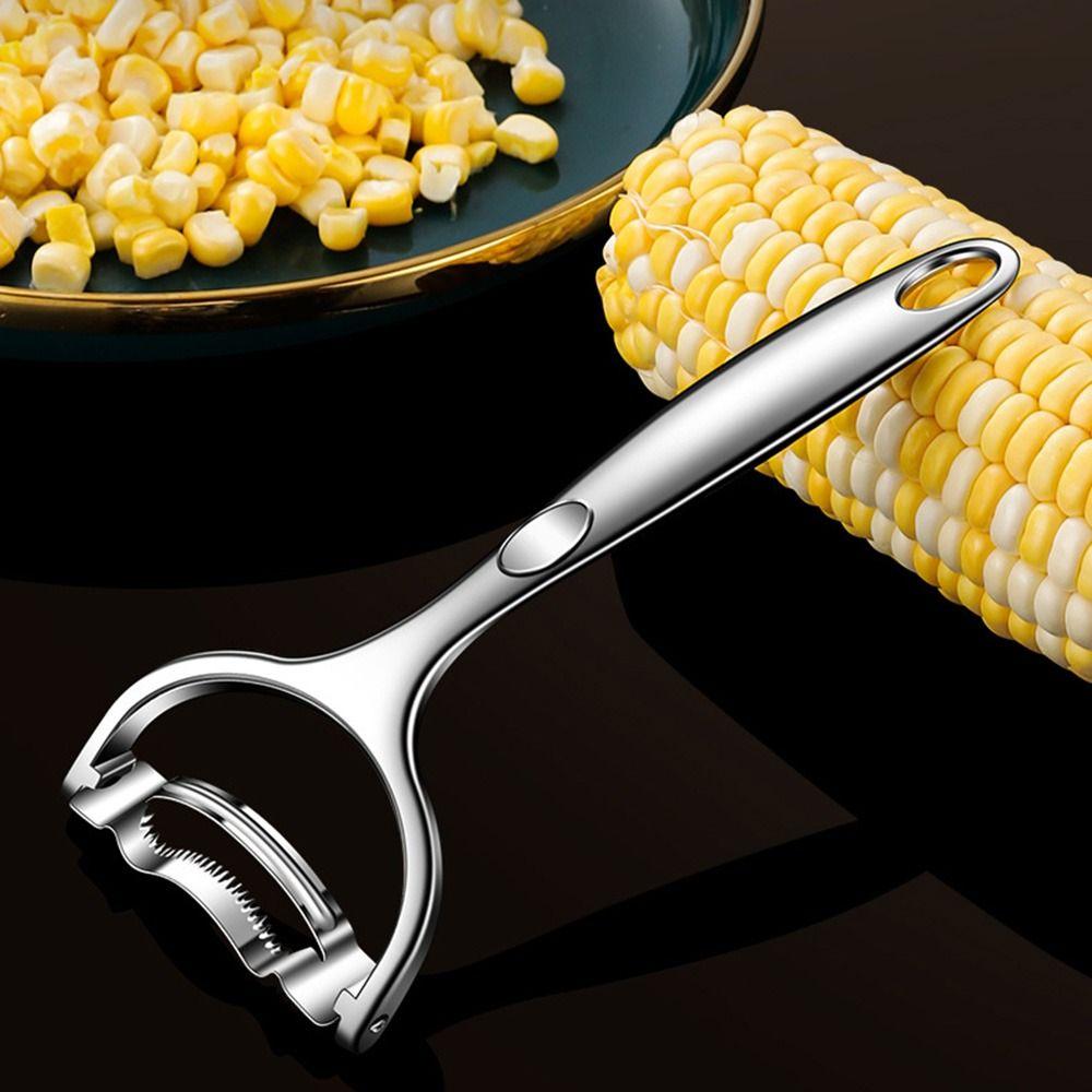 Manual Stainless Steel Corn Planer Ergonomic Long Handle Corn Cob Stripper  Kitchen Gadget