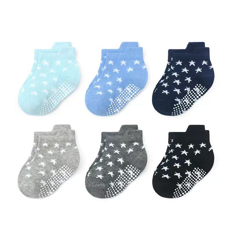 

6 Pairs a Lot Baby Floor Socks Infant Cute Stripe Thin Adhesive Socks Kids Girls Candy Color Non Slip Socks S for 0-1Y
