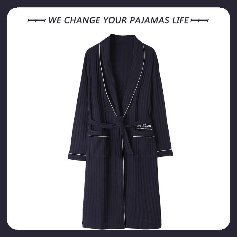 Men's Arctic Velvet Long-Sleeved Cotton Bathrobe - Spring & Autumn Style, Mid-Length, Plus Size, Youth Homewear
