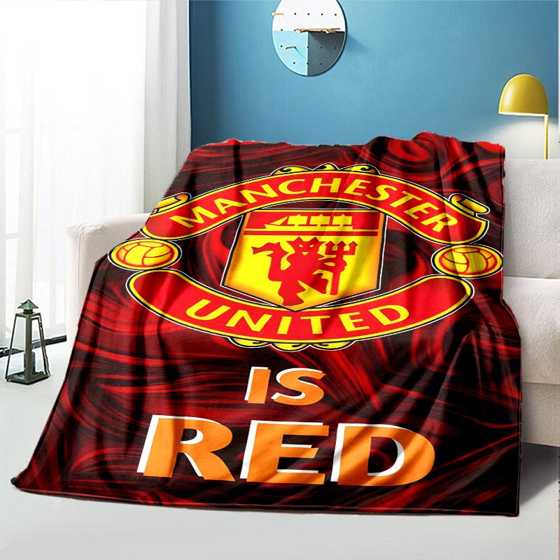 Football United F.C Pattern Blanket for Home Decoration, Bed, Sofa, Car Travel, Camping, Suitable for All Seasons, Birthday Christmas Gift