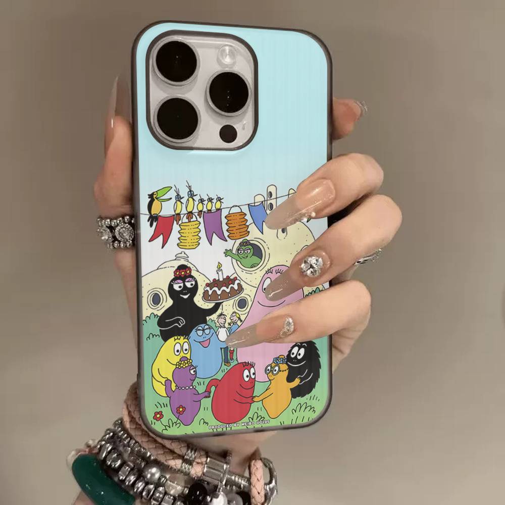 Cartoon Barbapapa Phone Case For IPhone 17 16 15 14 13 12 11 Corrugated Frosted Soft Cover Anti-Slip