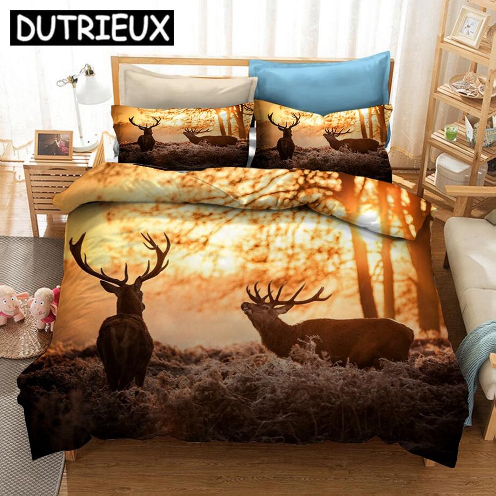 Sunset Deer 3D Printed Bedding Set Duvet Covers Pillowcases Comforter Bedding Set Bedclothes Bed Linen
