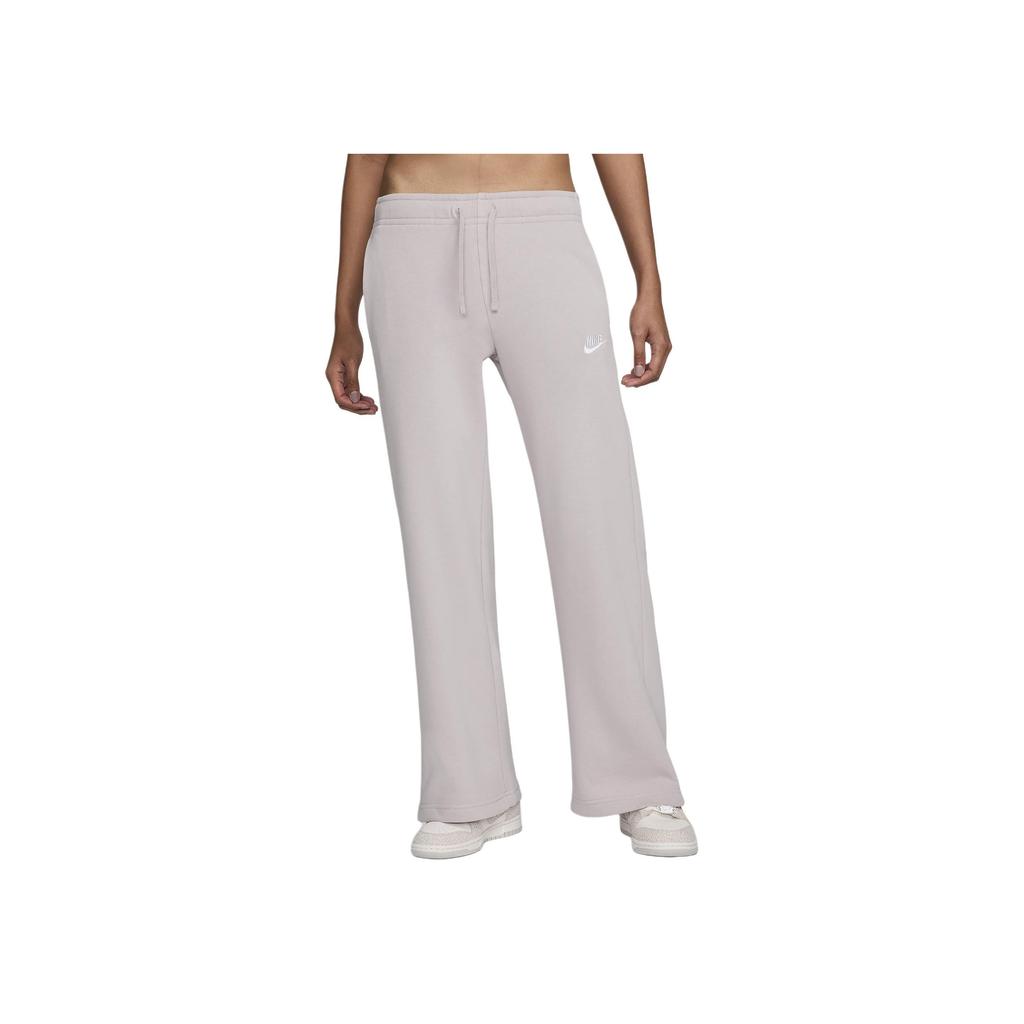 Nike Sportswear Club Logo Embroidery Solid Color Elastic Waist Mid Rise Wide Leg Knit Sports Pants Women Pants Platinum-Purple FB2728-019