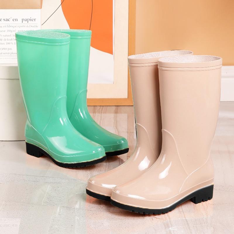 High rain shoes adult women's non-slip rain boots waterproof shoes bucket overshoes water boots velvet warm four seasons