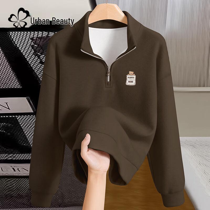 Women's Fleece-Lined Half-Zip Polo Sweatshirt