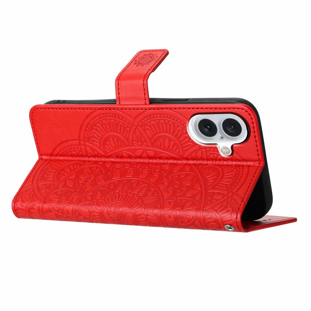 Pro iPhone 17 Kožené pouzdro s popruhem/sloty na karty Vzor mandaly Stojánek Kryt na telefon