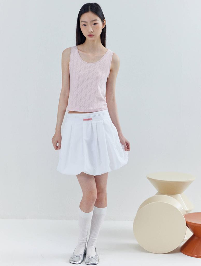 Opening Sunshine Pintuck Balloon Mini Skirt White