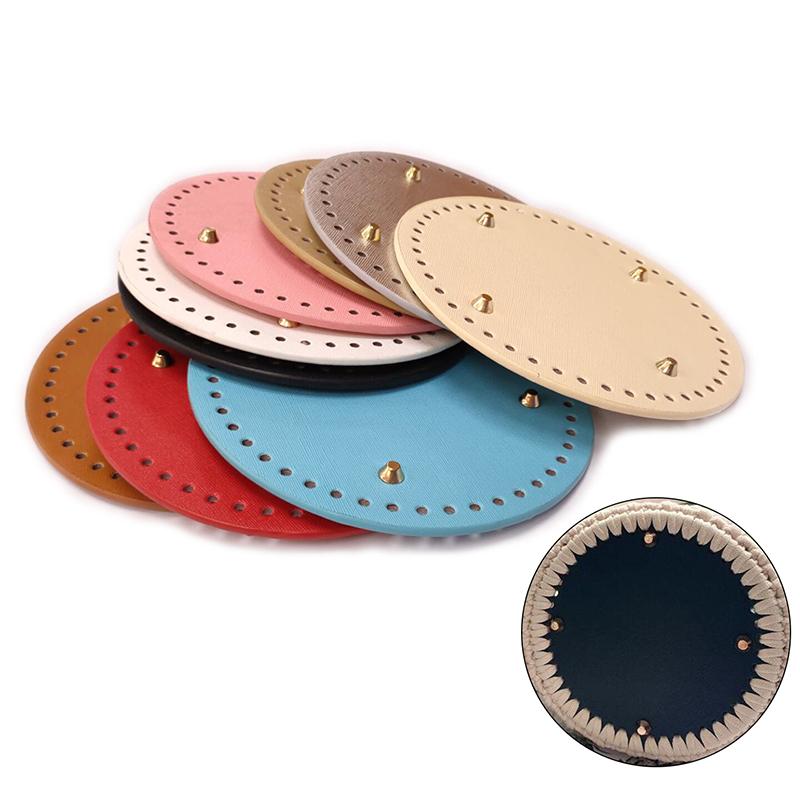 1 stk DIY Hekleveske Bunn Tilbehør 15*15Cm Rund Bunn For Strikket Veske PU Lær Veskebunn Håndlaget Bunn Med Hull