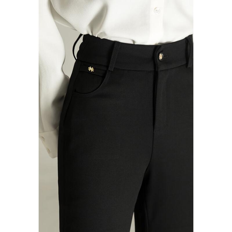 MengShuYa Women's High-Waist Slim-Fit Micro-Flare Knit Pants