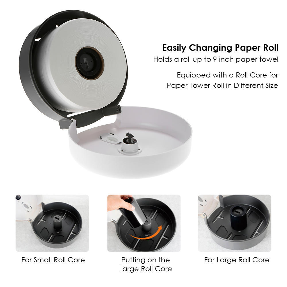 CHUANGDIAN Veggmontert vevsdispenser for baderom Rund papirhåndkleholder Papirhåndkledispenser