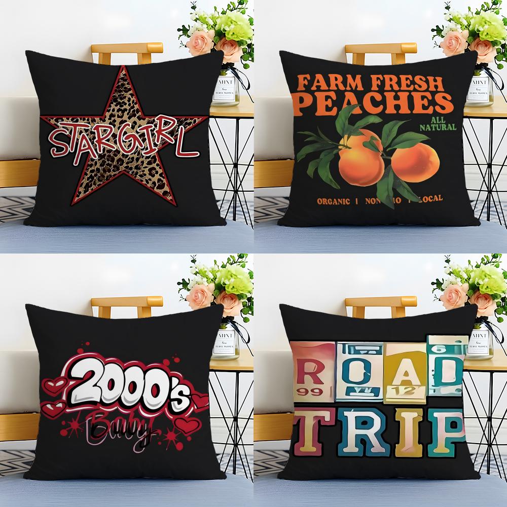 Trendiger Stil Klassische Trendige Marke Druck Kunst Kissenbezug Leinen Kissenbezug Weich für Sofa Bett Wohnzimmer Dekoration
