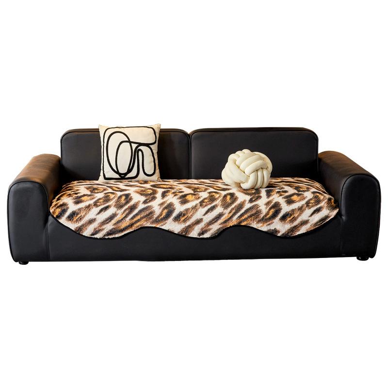 Autumn and winter sofa cushion plush light luxury style leopard print advanced sense special-shaped thickened leather seat cushion