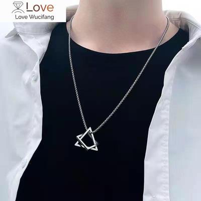 316l Edelstahl Persönlichkeit Geometrische Dreieck Anhänger Halskette Für Männer Punk Hip Hop Stil Party Geschenke Für Freund