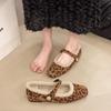 Fashion Women's Casual Square Toe Comfortable Leopard Print Plus Velvet Warm Flat Shoes for Women Elegant Suede Low-top Shoes