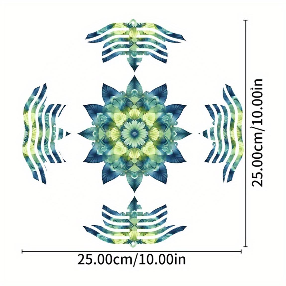 

Яркий бирюзово-синий 10-дюймовый металлический подвесной декор-ветряк в виде цветка мандалы для сада, балкона, все сезоны, крючок с вращением на 360 градусов, уличный декор 01A