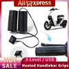 Heated Motorcycle Handlebar Grips Warmer USB Anti Slip Scooter Moped Bar Hand Warmer 3 Gear Waterproof with Switch Hot Handlebar