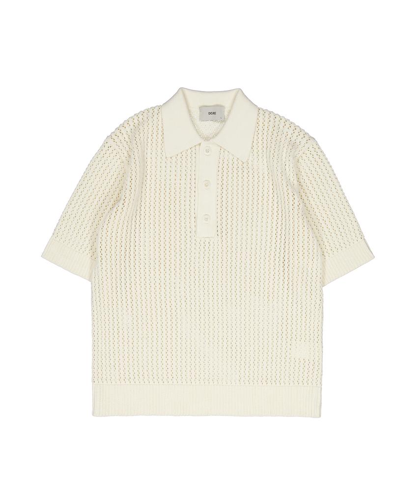 Digeule Rope Short Sleeve Cotton Knit 3 Colors (Navy, Olive, Oatmeal)