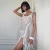 Damenmode Sexy Spitze Durchsichtiges Kleid Sommer Schlank Split Spice Kleid