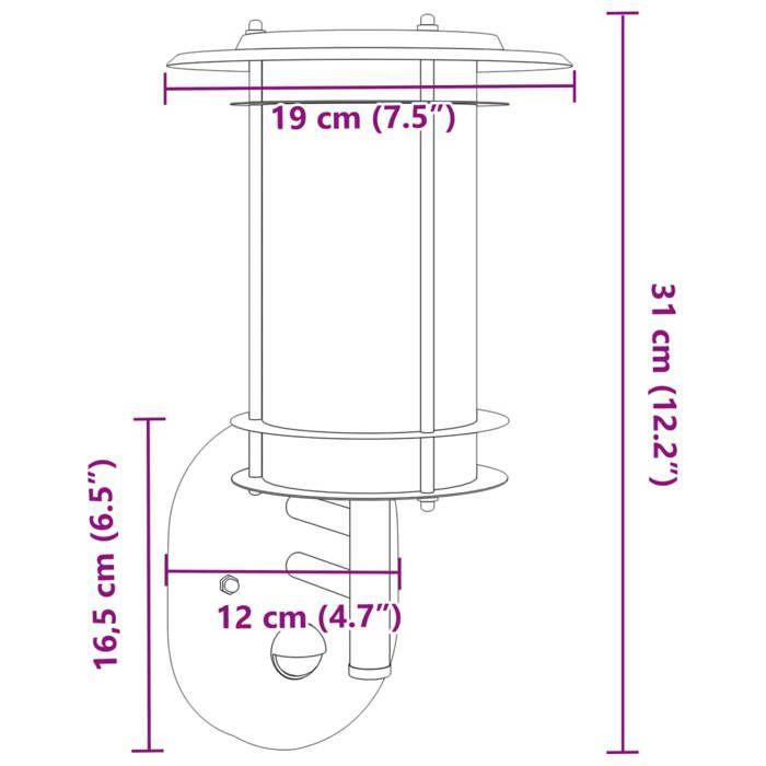 VidaXL Appliques murales d'extérieur et capteurs 2pcs acier inoxydable, éclairage mural d'extérieur, lampe murale de jardin, 4006291
