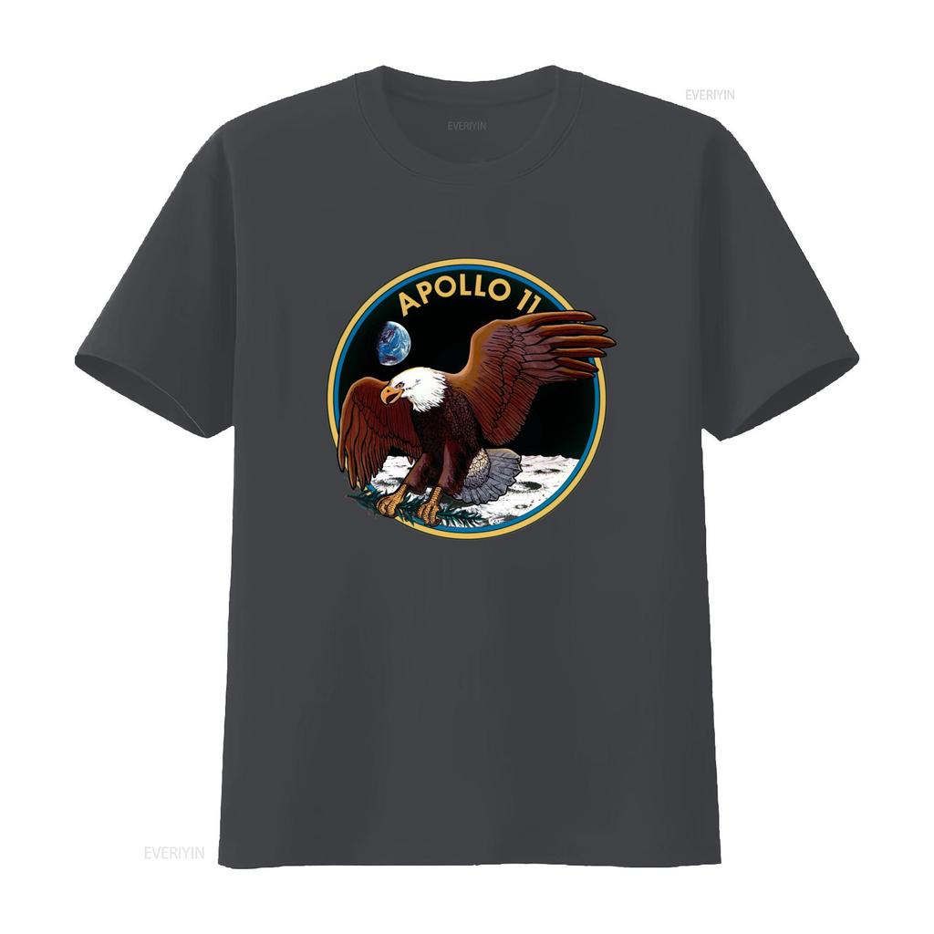 Apollo 11 Mission Patch Eagle Moon Earth T Shirt vintage Washed Versatile designer clothes Slightly Unisex