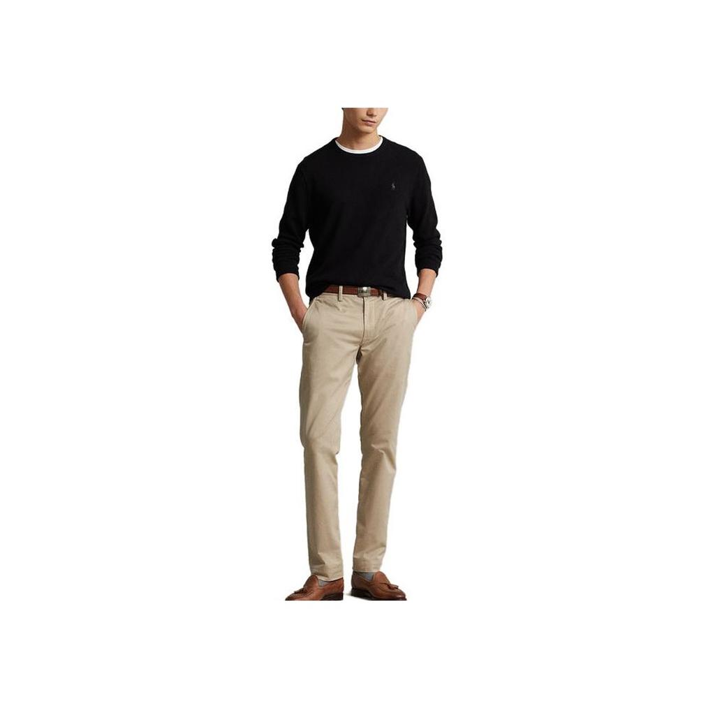 Polo Ralph Lauren FW23 Solid Color Crew Neck Casual Pullover Sweater Men sweater Black MNPOSWE16821244-001