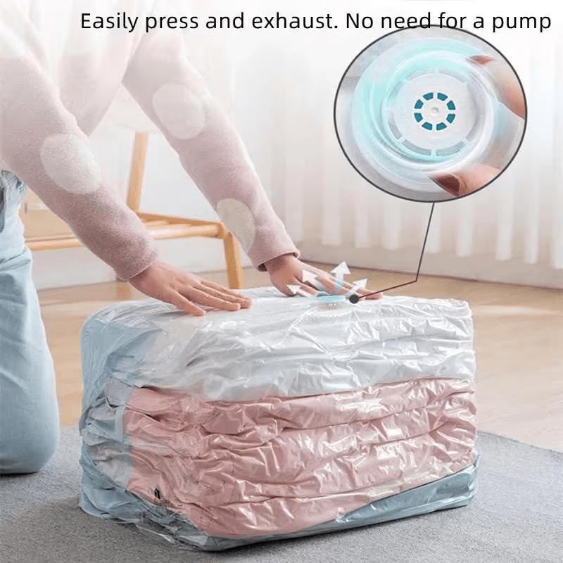 Vacuum Storage Bags For Clothes Comforters No Pump Needed Space Saving Thick Reusable Compress Organizer