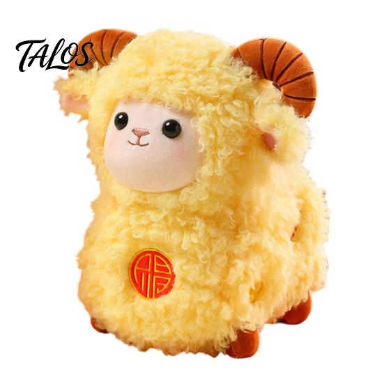 Cuddly Animal Plushie Lucky Sheep Plush Toy, Chinese Zodiac Lamb Doll with Fu Embroidery, New Year Decor Auspicious Mascot, Cute Home Decor, Gift for