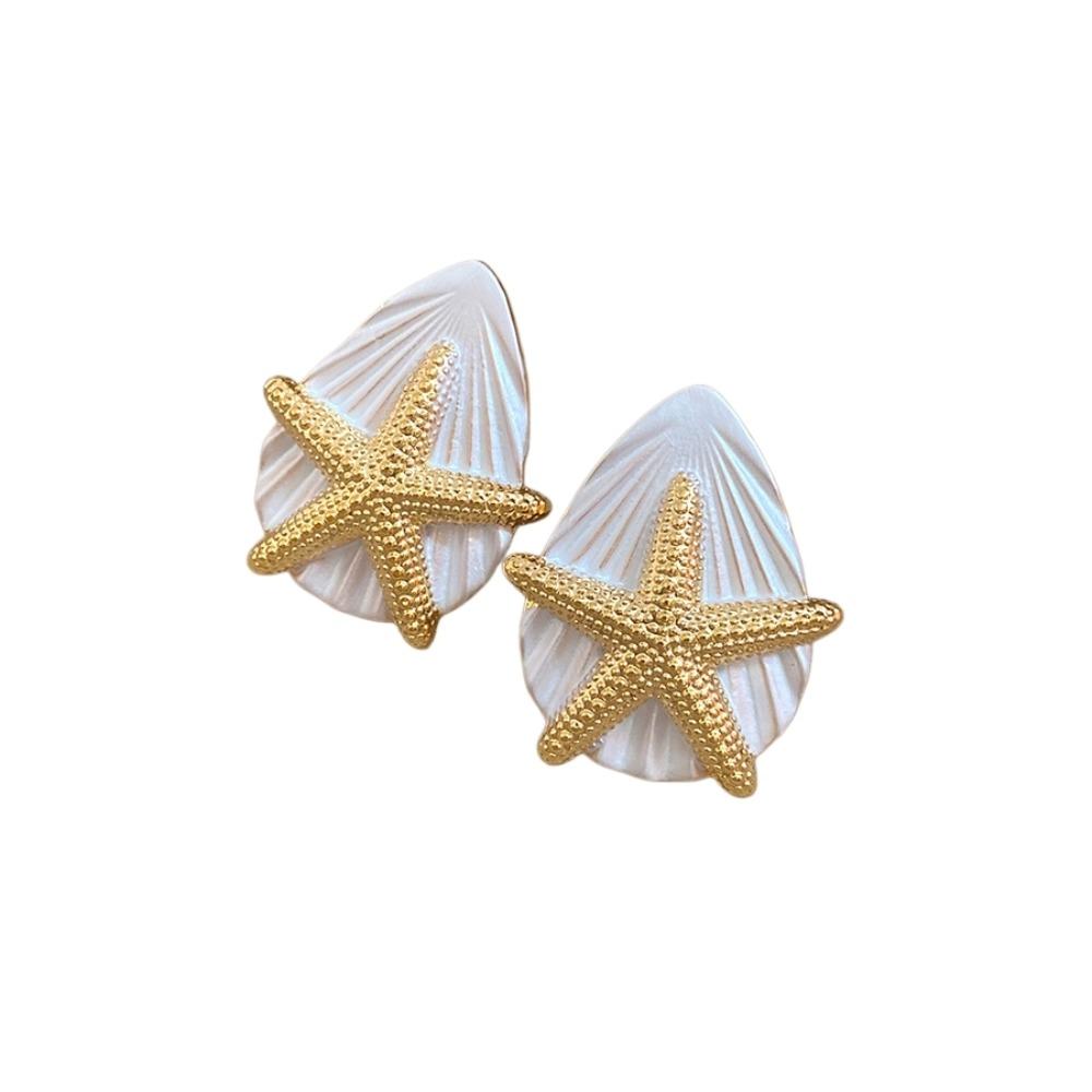 Personality Starfish Ear Studs Oil Drip Copper Star Dangle Earrings Starfish Shell Earrings  Daily