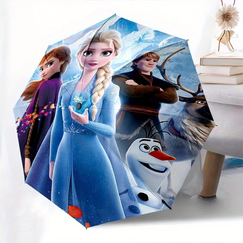 Disney Frozen, Elsa Themed Automatic Opening and Closing Folding Umbrella, Portable - Durable, 8-rib Umbrella Frame, Very Suitable for Busin