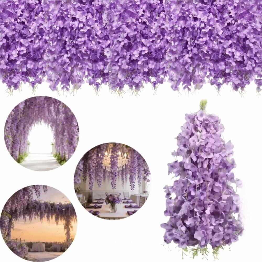 10PCS Bright Color Artificial Wisteria Hanging Flower Wisteria Flower Strips  Ceiling