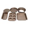 6ks Sada forem na pečení Volné dno Nepřilnavá Uhlíková ocel Forma na dort Pizzu Chléb pro Domácí Kuchyň Zlatá