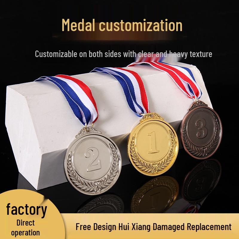 Spot Universal Medals: Gold, Silver, Bronze - Personalized Sports Meet Medals for Kids, Includes Numbers 1, 2, 3 and Custom Logo Printing