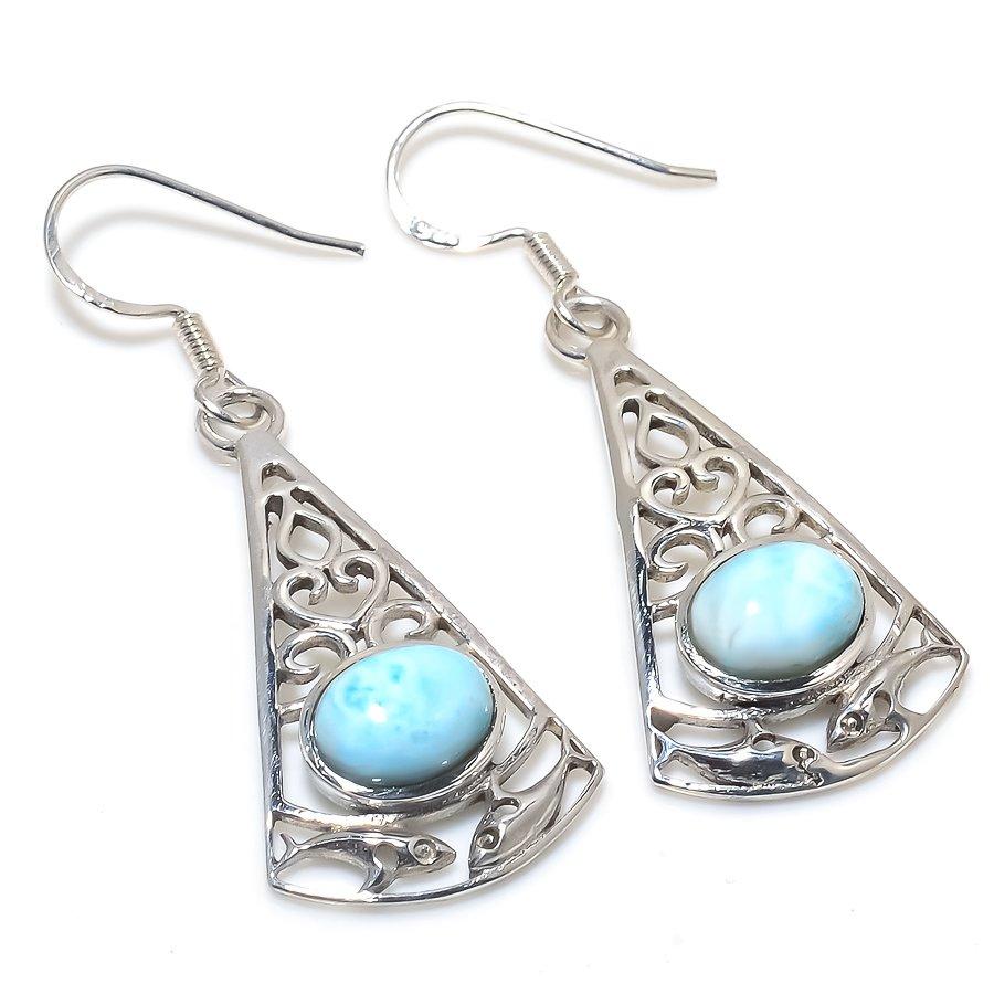 

Natural Republic Larimar Gemstone 925 Solid Sterling Silver Earring 1.75 t2o98