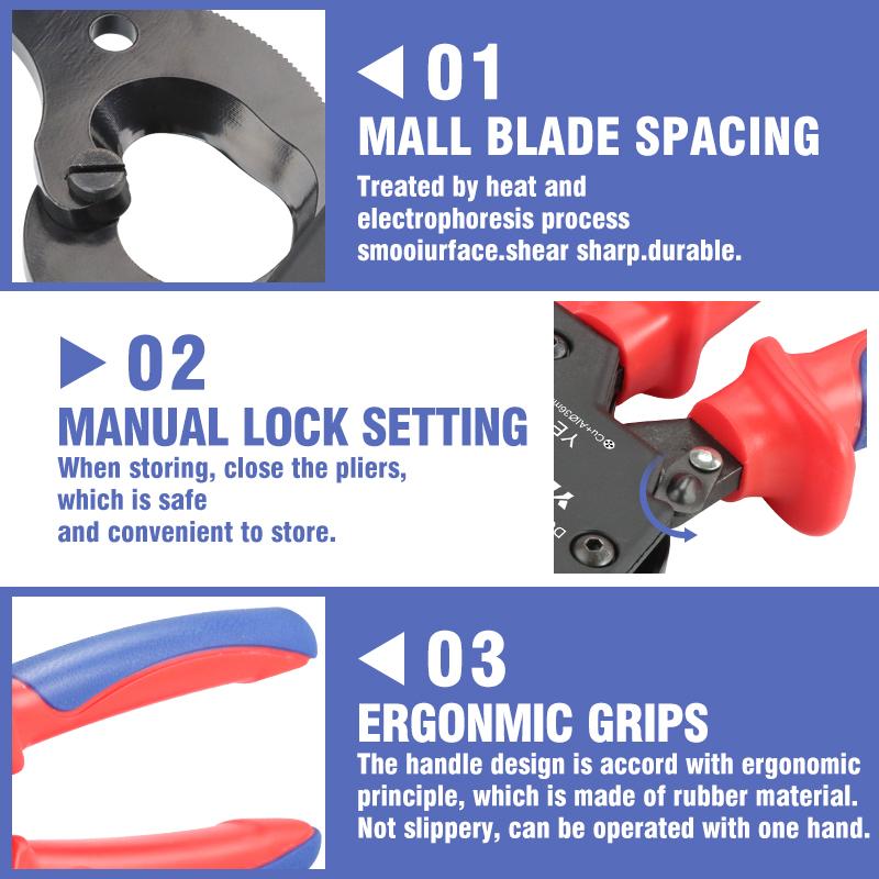 Insulated Ratcheting Cable Cutters Wire Pliers Heavy Duty Wire Cutters for Multi-Strand Aluminum & Copper Cables Up To 240mm²
