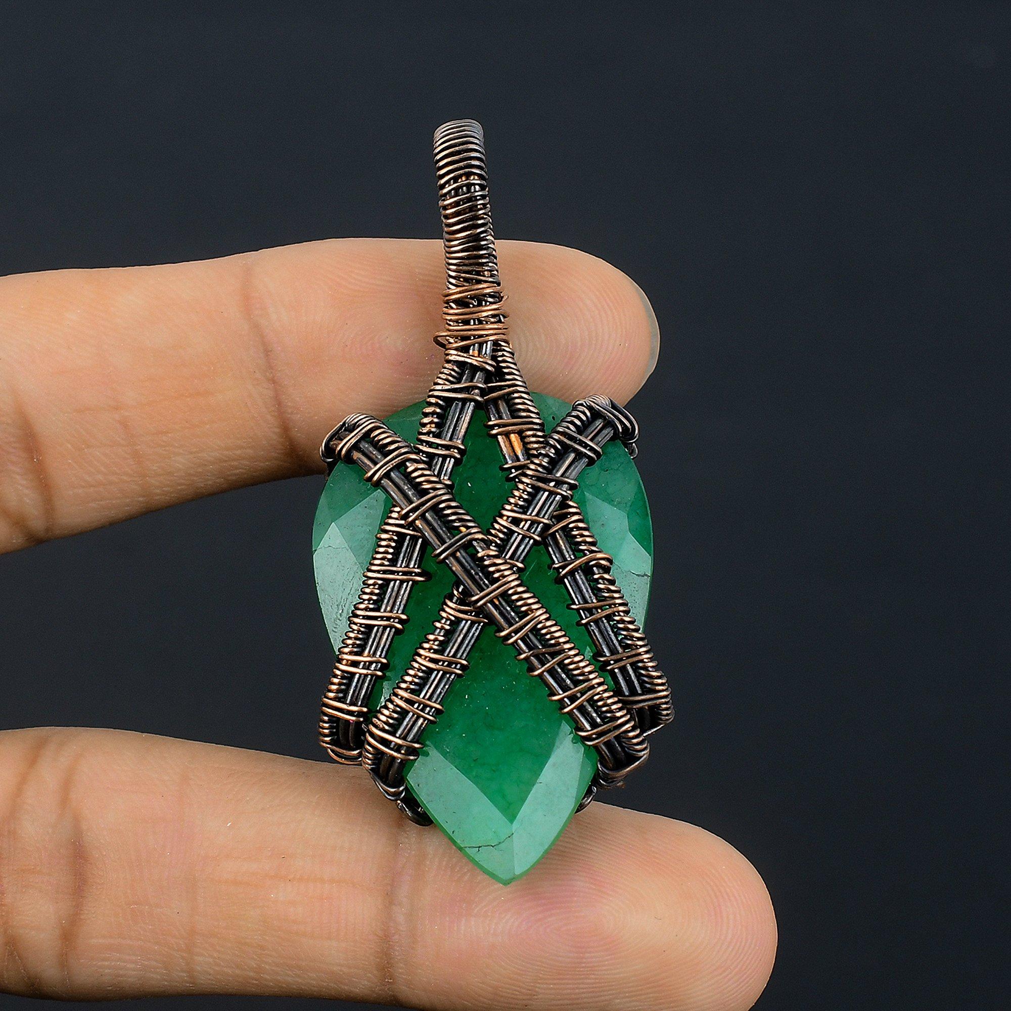 

Изумрудная подвеска, Подвеска из медной проволоки 999 пробы, Ювелирные изделия с драгоценными камнями, Подвеска ручной работы, Потрясающие украшения, Подарок для нее 2.55 Inches