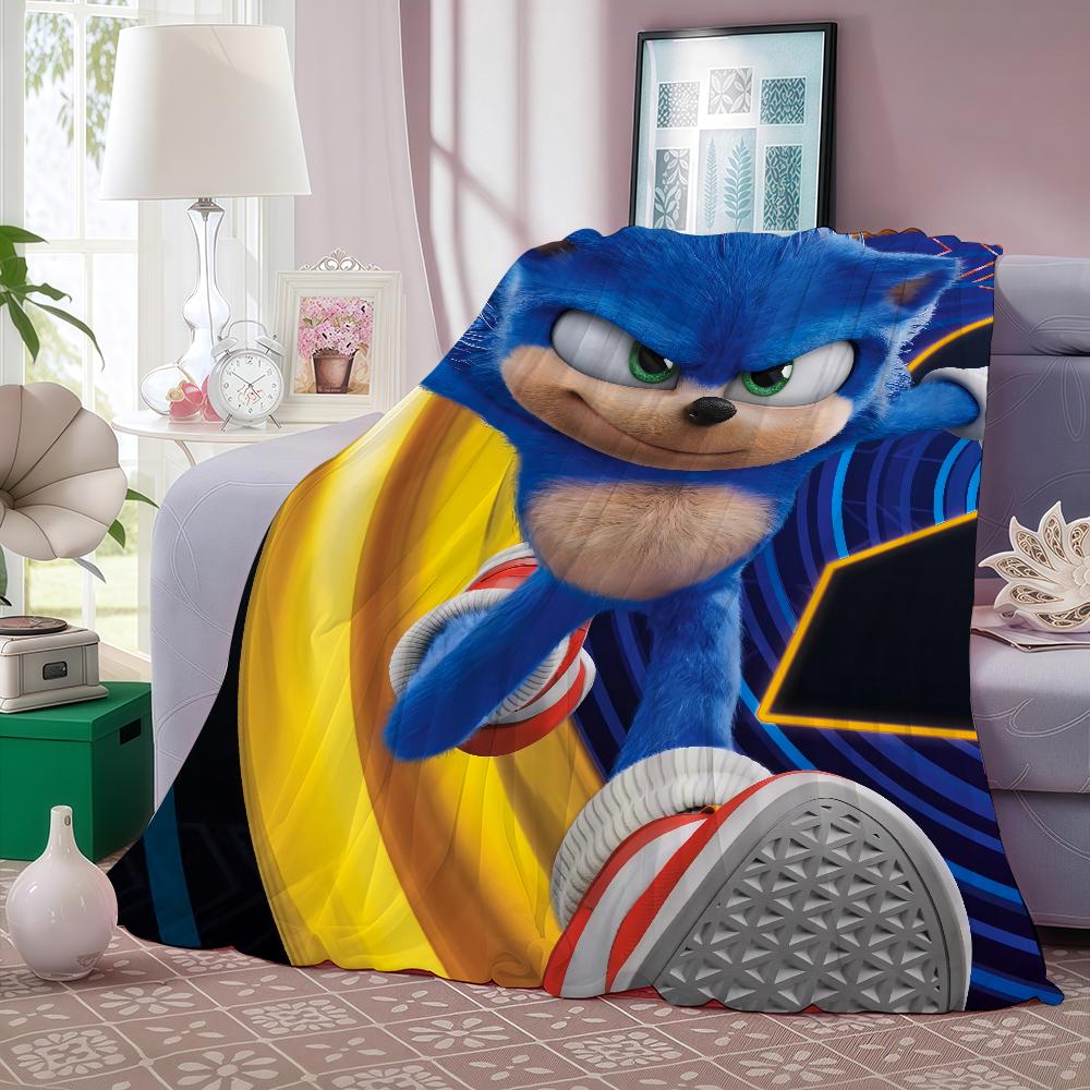 

Anime S-Sonic H-Hedgehog Blanket Warm And Soft Suitable For Bedroom Living Room Sofa Bed Office Travel Camping 30x40in