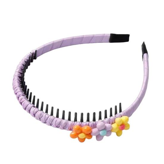

Baby Headband Anti-Slip Toothed Comb Soft 3D Heart Flower Decoration Hair Hoop Toddler Hair Accessory B фиолетовый