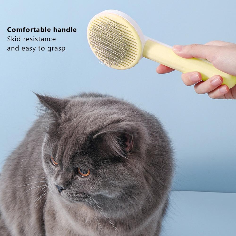 Round Thick Needle Cat Brush Knot-Opening Design Floating Hair Removal Pet Grooming Brush Massage Comb for Small Animals