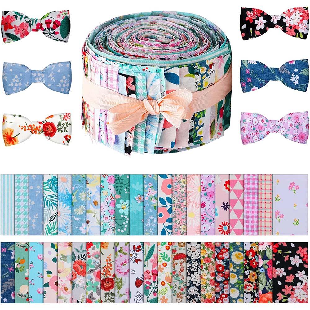 

40Pcs Floral Cotton Fabric Patchwork Roll Fabric Roll up Fabric Strips For Quilting Sewing DIY & Quilt Beginners 6.5 X 25cm 6.5 X 25cm