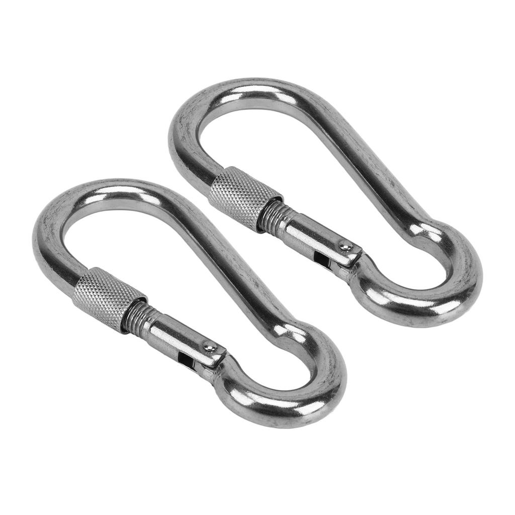 2pcs Stainless Steel Locking Clip Outdoor Camping Locking Buckle for Hiking Hammock Dog Leash Harness