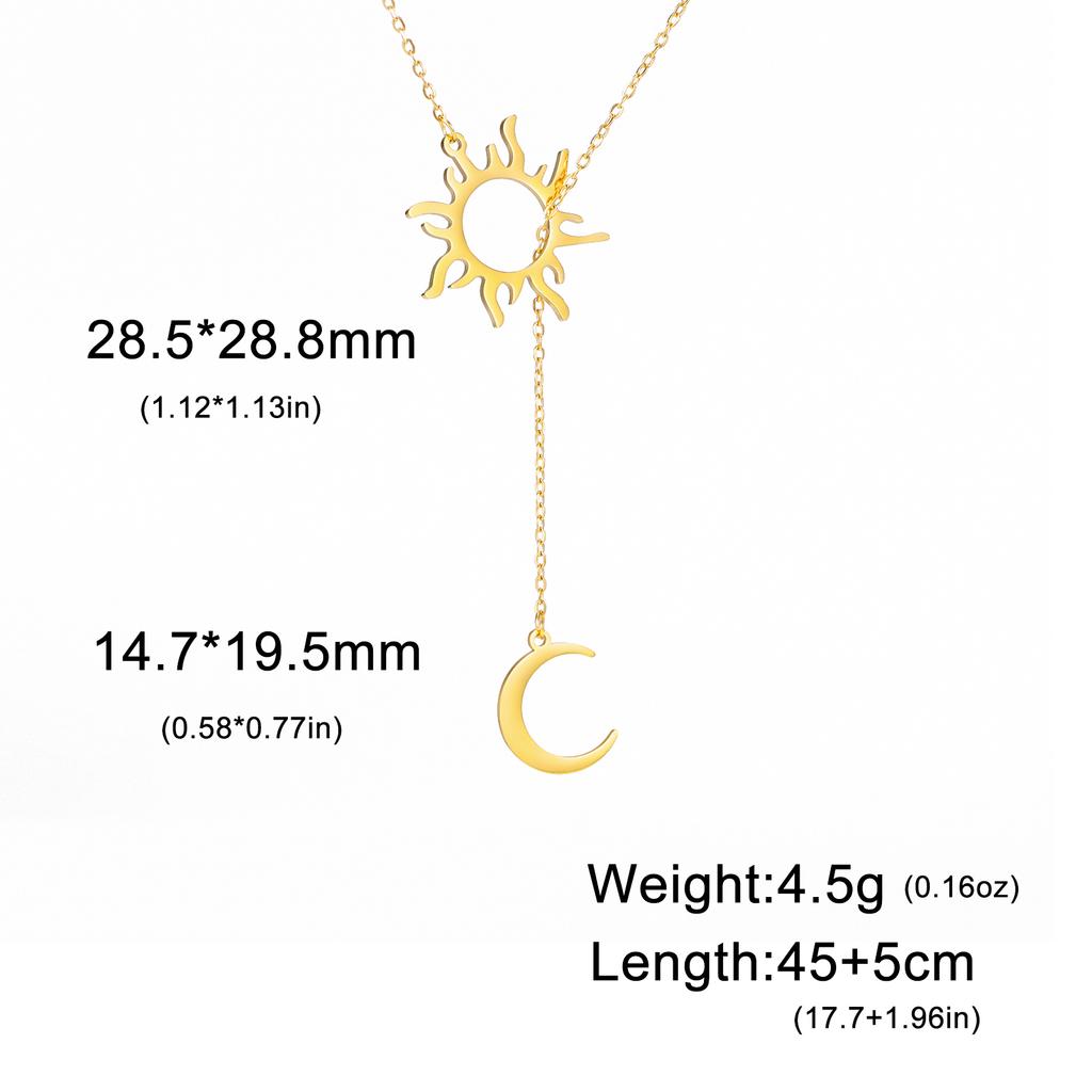 Sun Moon Necklace for Women Double Layer Chain Jewelry on the Neck Pendant Accessories Birthday Christmas Gifts for Girlfriend