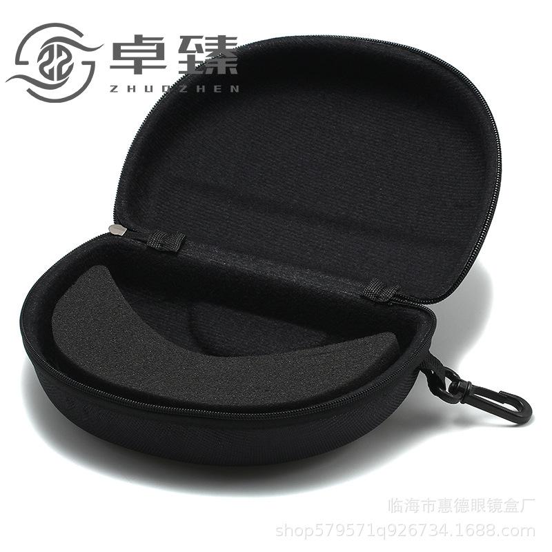 Large Black Oxford Cloth Eyeglass Case: Portable, Anti-Pressure, Sports Cycling with Hook, Customizable Print Option