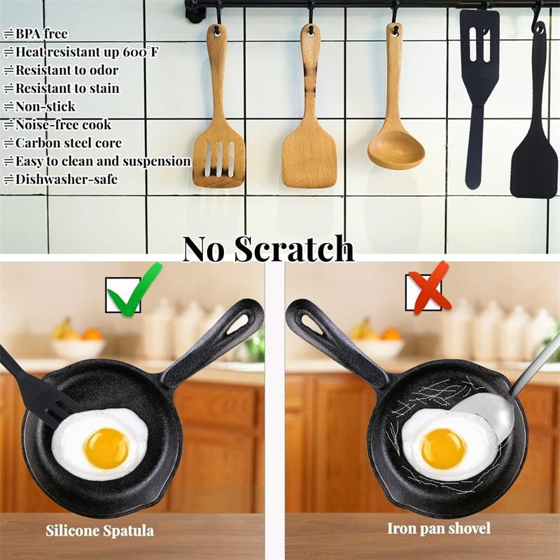 2pcs Mini Silicone Brownie Serving Spatula Set Heat Resistant Cooking Spatula for Flip Eggs Crepe Steak Pizza Kitchen Utensil