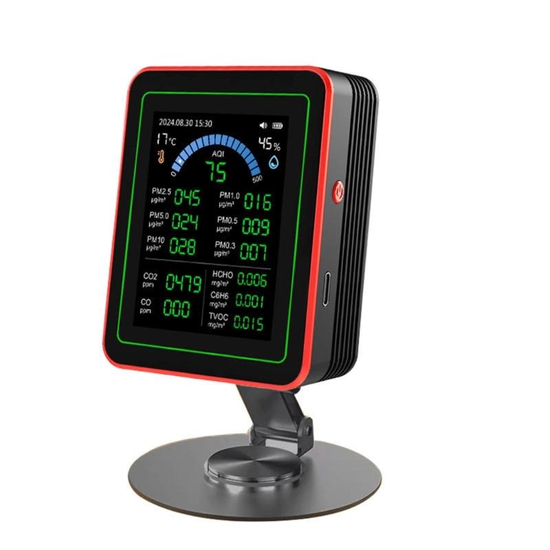

18 In 1 Air Quality Monitor With High Precisions Sensors For Formaldehyde CO2 TVOC PM2.5 Temperature Humidity and More чорний
