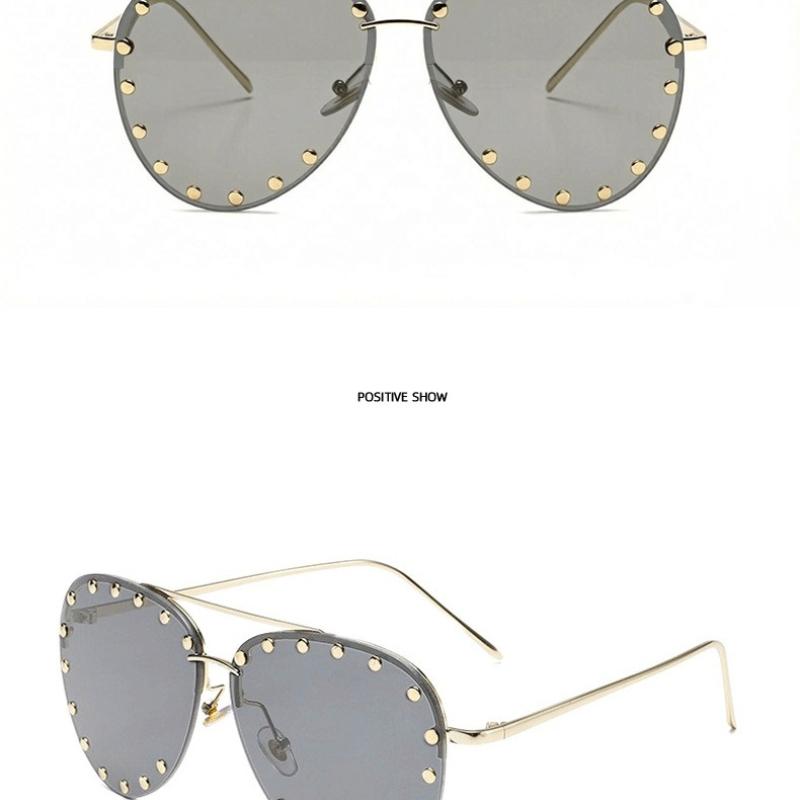 2026 New Toad-shaped Metal Sunglasses Large Frame Frameless Rice Nail Fashion Street Sunglasses