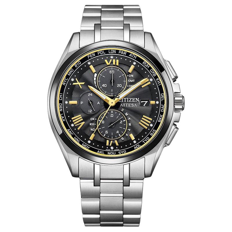 

CITIZEN Attesa Series 100 Meters Waterproof Date and Day Display World Time Solar Quartz Super Titanium Strap 41.5 Men s Watch Black Dial AT8244-57E чорний