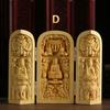 1 Stück Exquisite Buchsbaum-Schnitzerei Guanyin Buddha Statue Westliche Drei Heilige Holzschnitzkunst Handwerk Heimdekoration